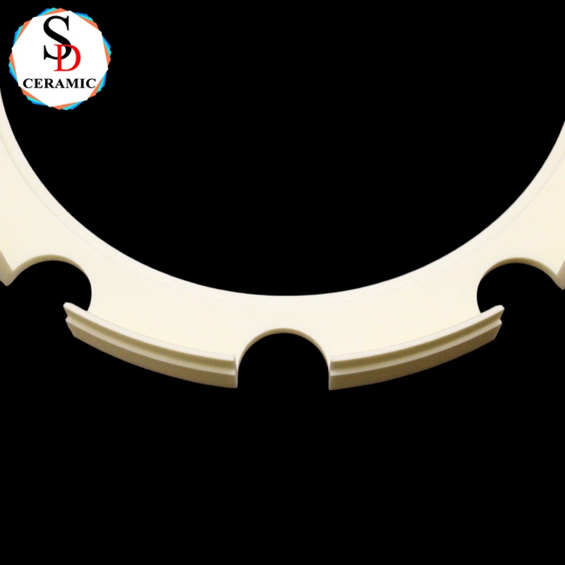 99% Alumina Ceramic Insulating Ring With Locating Slots Circular Component for Electronic Processing Equipment