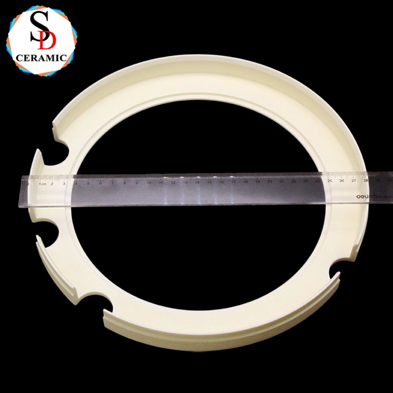 99% Alumina Ceramic Insulating Ring With Locating Slots Circular Component for Electronic Processing Equipment